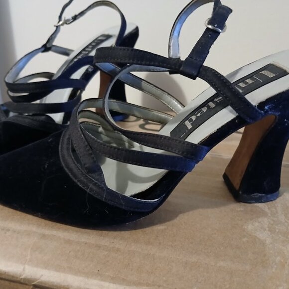 UNLISTED Velvet Black High Heels 5.5 Cuban Strappy sling back Formal Sexy! - Picture 6 of 11